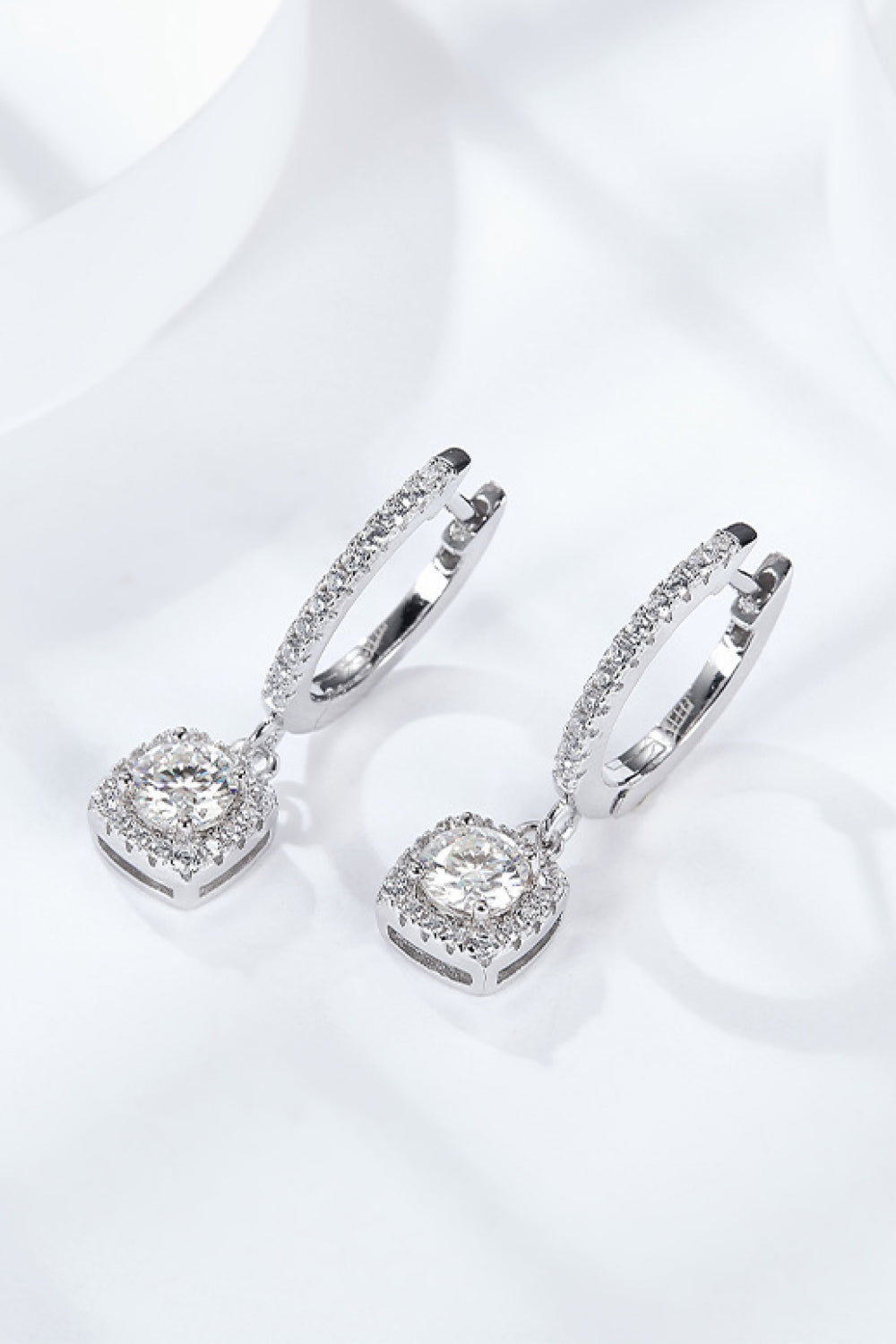 Adored Moissanite Huggie Drop Earrings