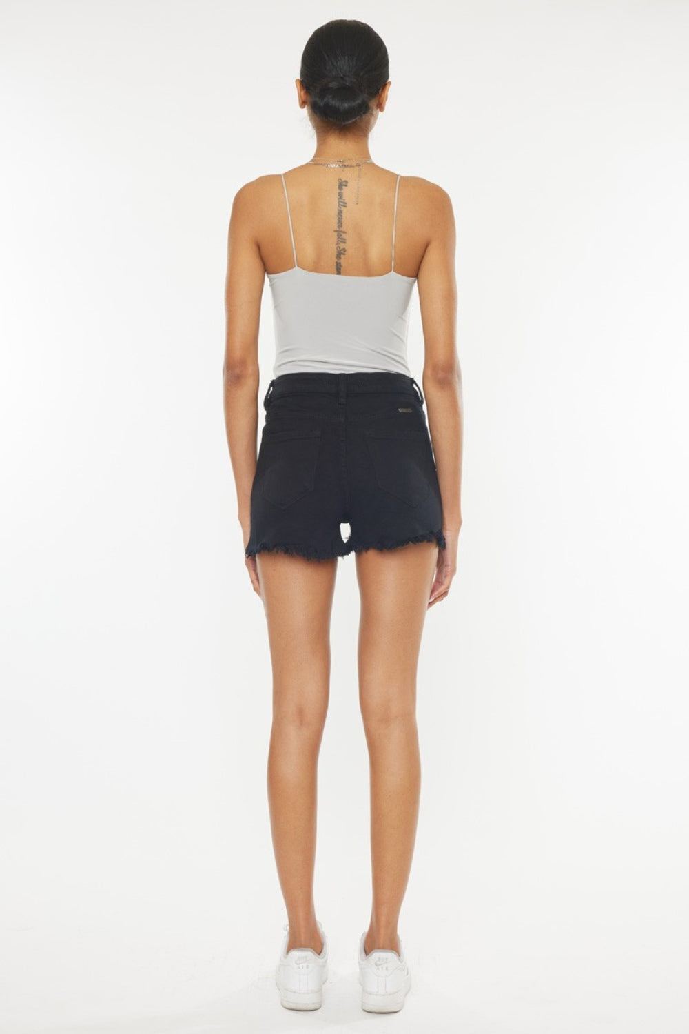 Kancan High Rise Raw Hem Denim Shorts