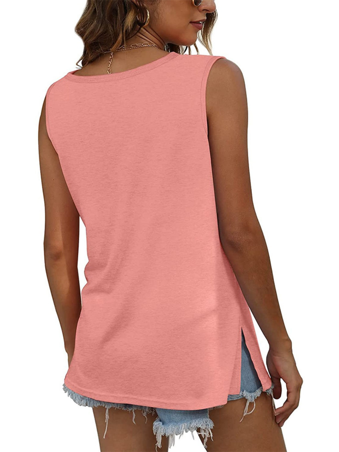 Full Size Quarter Snap V-Neck Wide Strap Tank