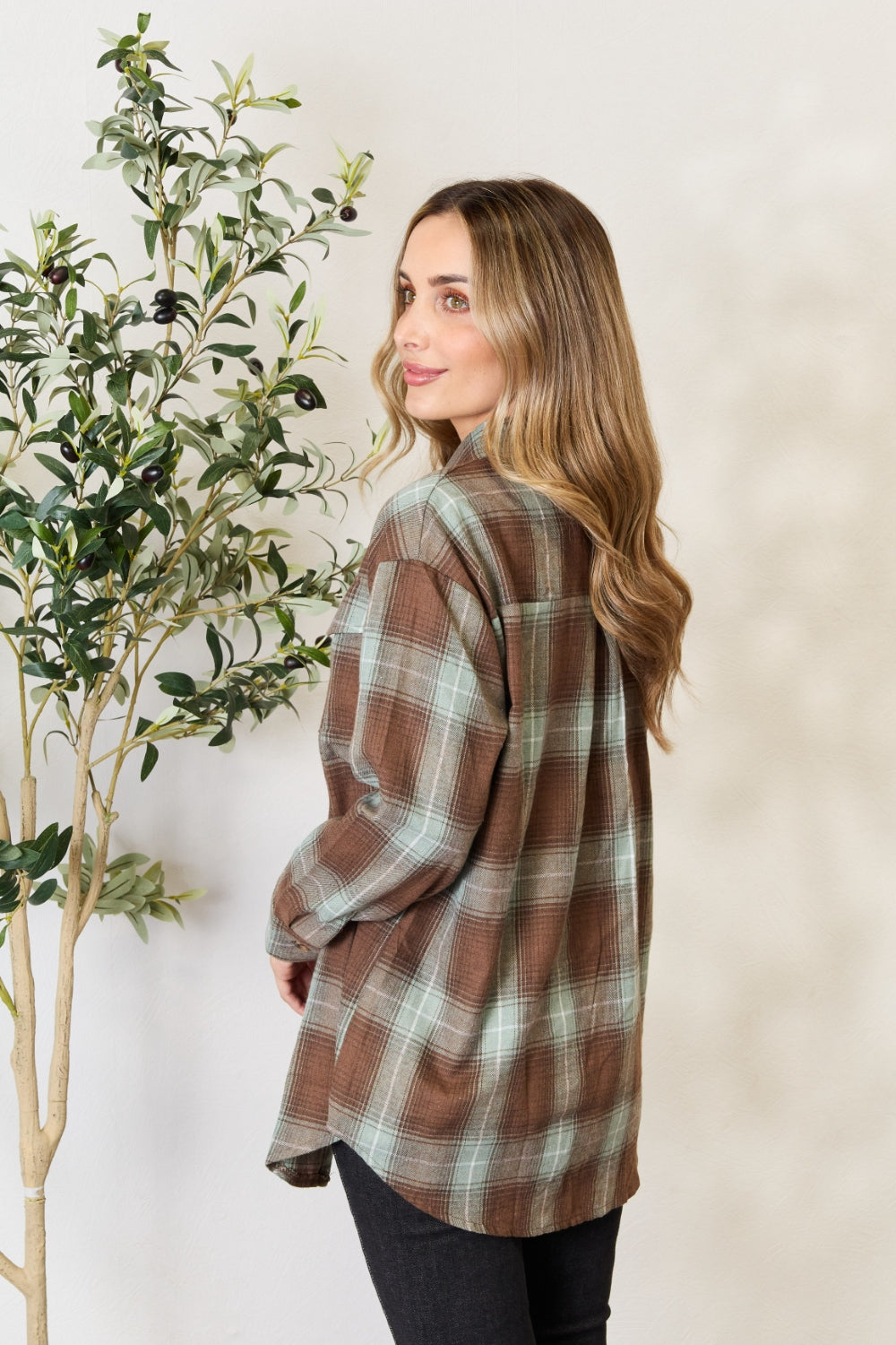 Plaid Dropped Shoulder Shirt