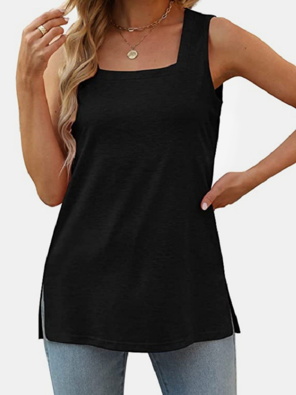 Slit Square Neck Tank